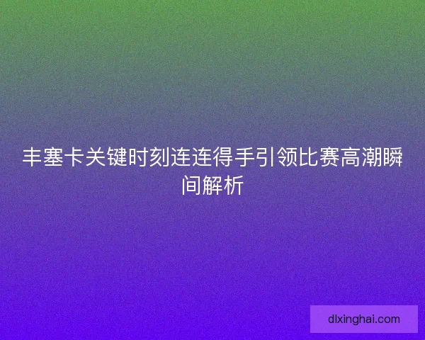 丰塞卡关键时刻连连得手引领比赛高潮瞬间解析